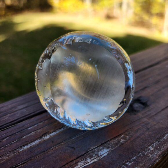 Clear Art Glass Owl Small Paperweight Figure Vintage Handblown Lisa Larson Eyes - Picture 3 of 4